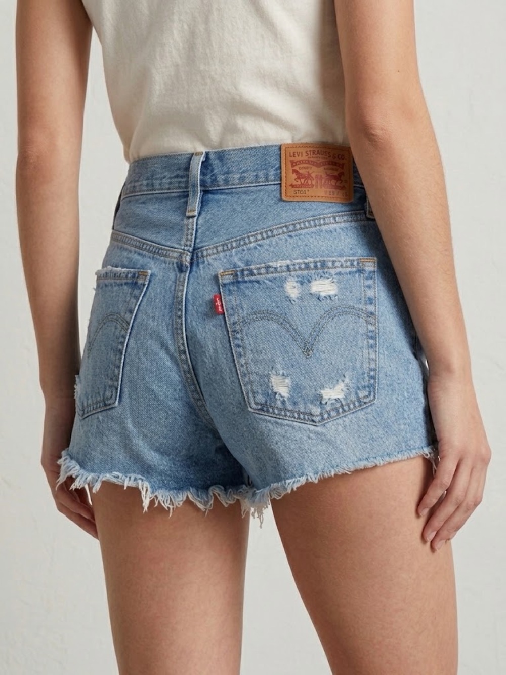 Levi’s Women 501 High Rise Distressed Cutoff Denim Shorts 31 Vintage Blue Wash